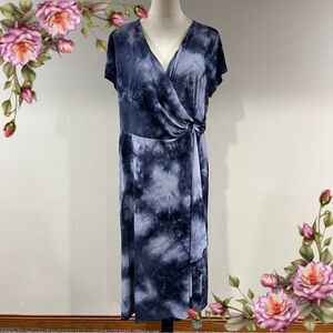 Lane Bryant short sleeve Tie-Dye fake Wrap plus size midi Dress size 18/20
